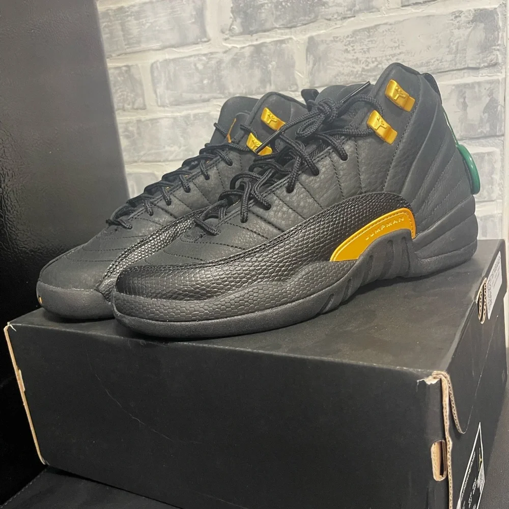 “New” Jordan 12 Retro Taxi Black/Gold Shoe Size 6 - Picture 2 of 10